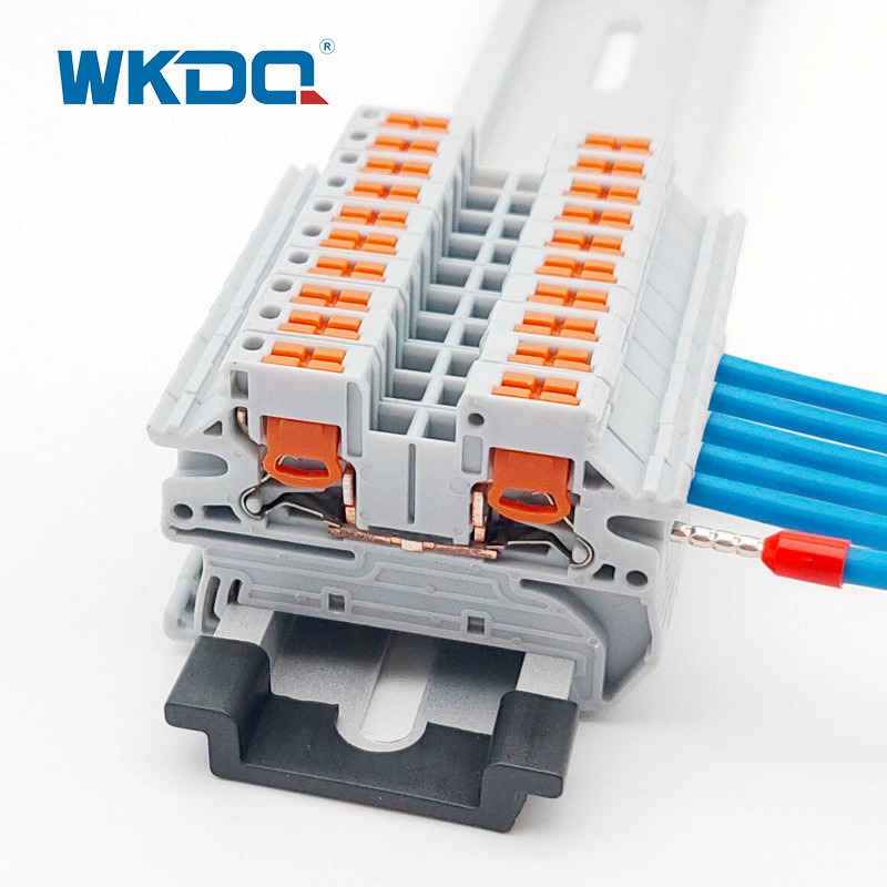 4mm2 Kabel Din Rail Push In Terminal Block Anti Inflaming 24 AWG