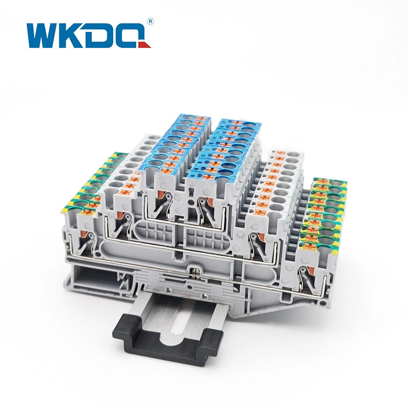 Din Rail Push In Terminal Block Flernivåterminalblock med PE-fot