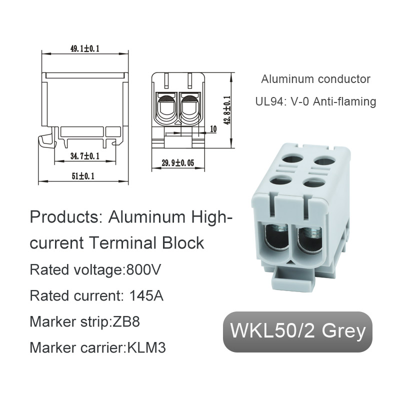 Aluminiumterminalblock för dubbel inträde