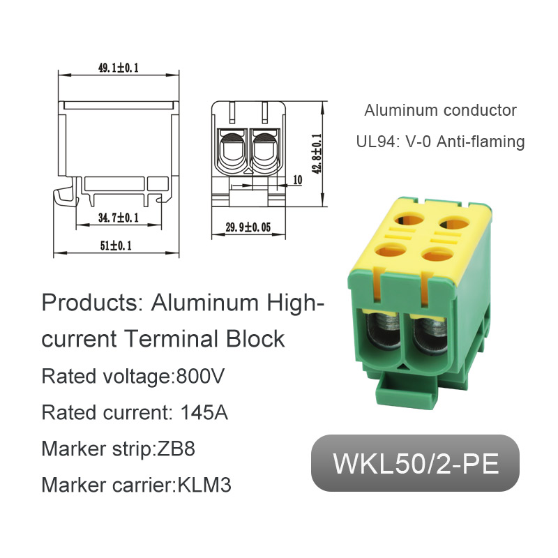 Mark dubbelinmatning aluminiumterminalblock