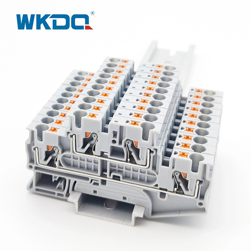 JPTTB 4 Din Rail Push In Double Level Terminal Block 4mm2